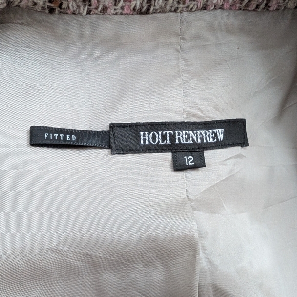 Holt Renfrew Women's Wool Long Coat Size 12 Tweed Lined Classic Winter Coat - Picture 13 of 16